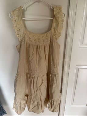 Cream Eyelet Strap Tiered Sundress